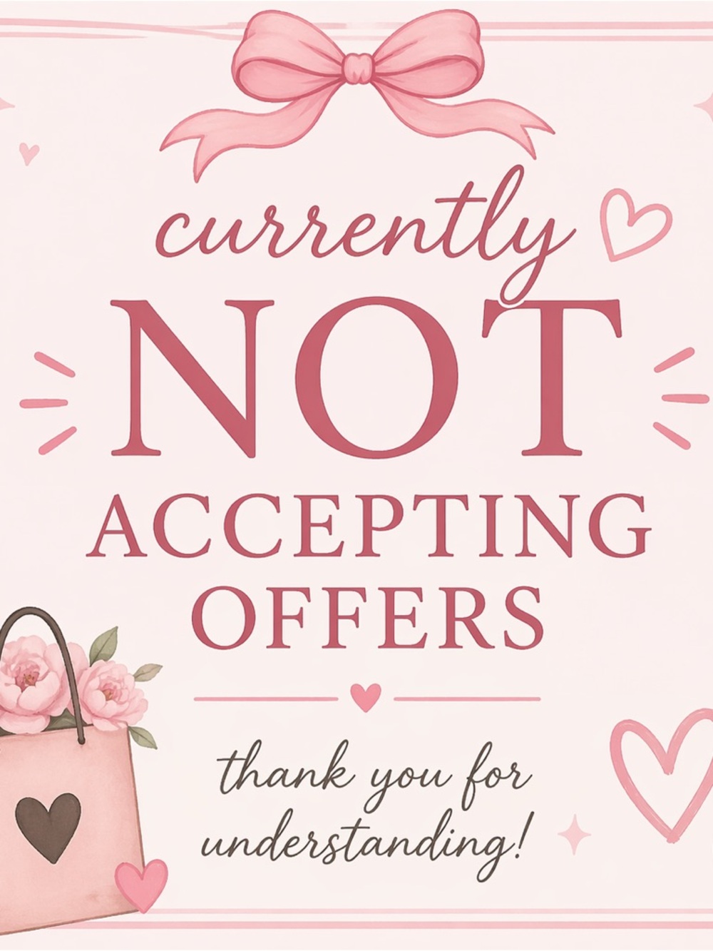 CURRENTLY NOT ACCEPTING OFFERS

Thank you for your understanding ☺️🙏🏻